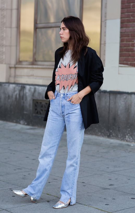 oversized t shirt and heels